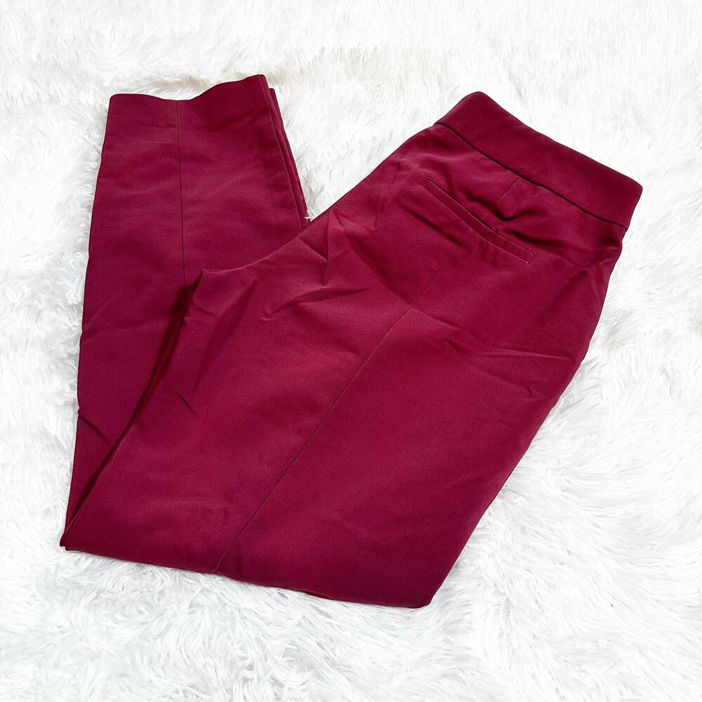 Express Columnist Ankle Pants Size 8 Burgundy Mid Rise Stretch Career Office